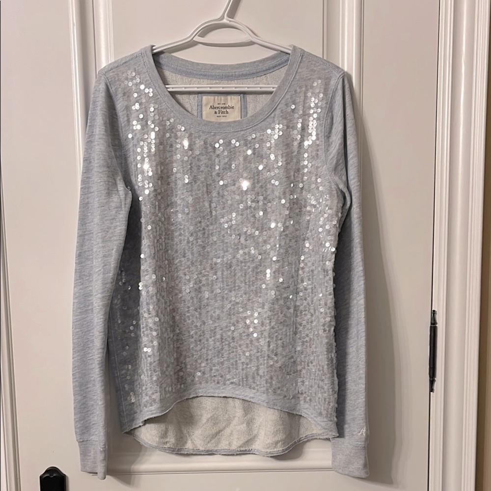 Apt. 9 Silver Sequin Long Sleeve Top